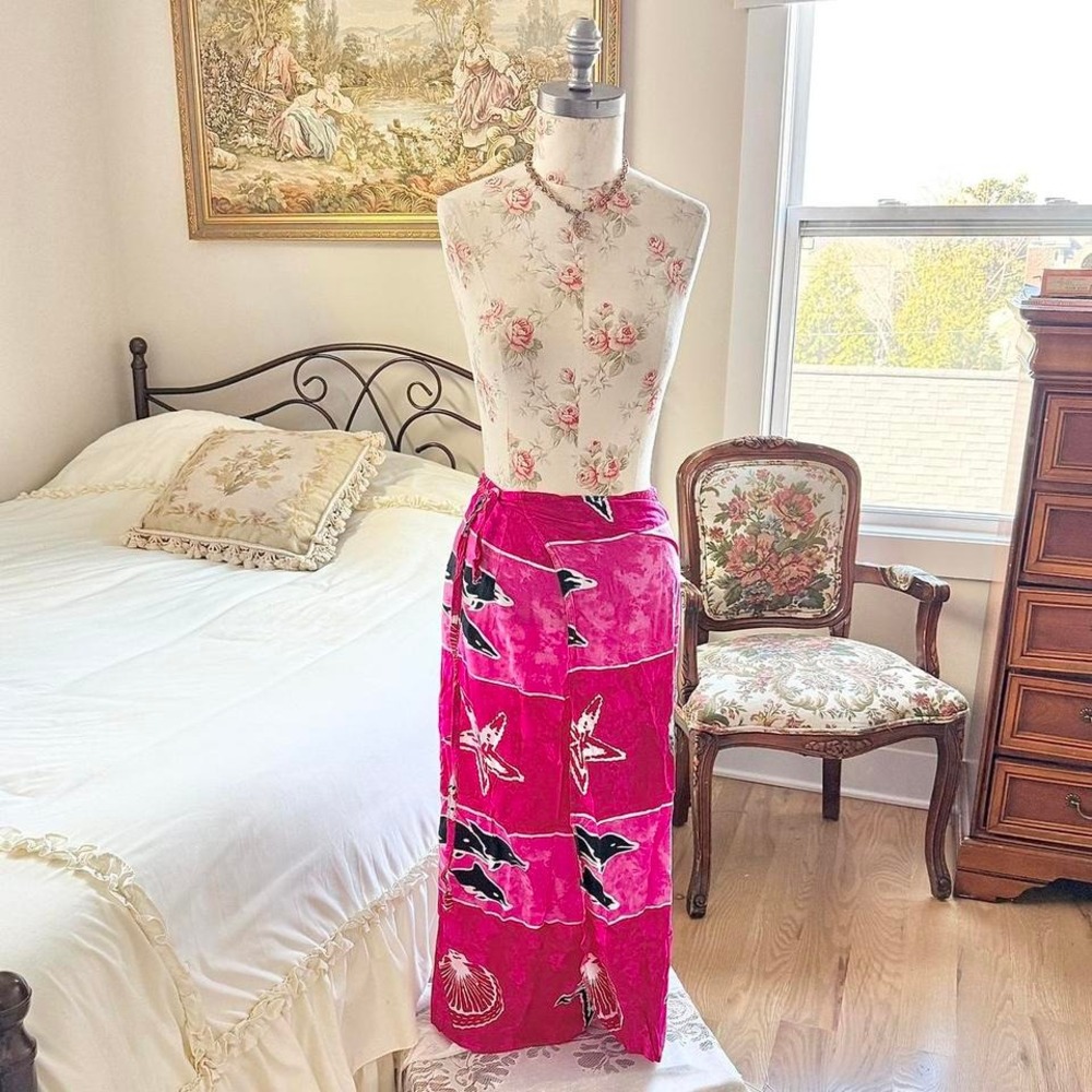 Y2K hot‎ pink beach sarong one size